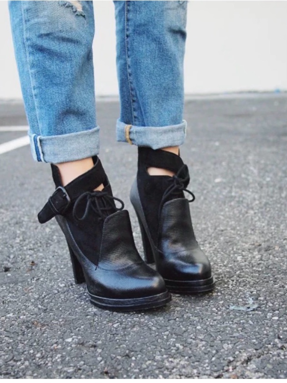 Alexander Wang Black Suede & Leather High-Heel Ankle Boot - size 39